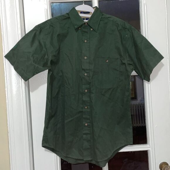 Bill blass vintage soft cotton short sleeve button up men’s army green shirt - Picture 12 of 12